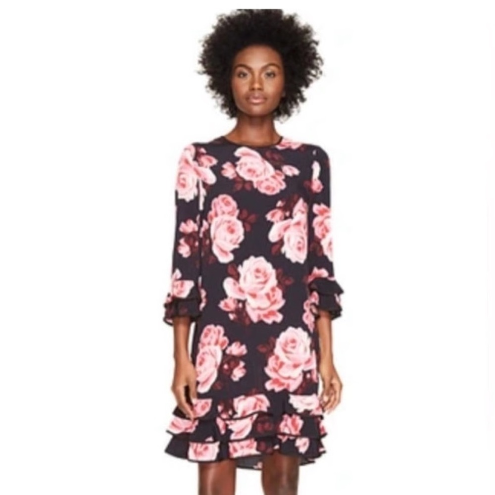 Kate Spade Rambling Rosa Floral Ruffle Hem Dress